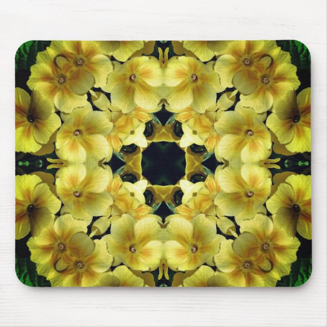 Gelbe Primrose Abstrakte Blume Kunst Mousepad (Vorne)
