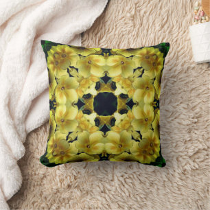 Gelbe Primrose Blume Abstrakt Art Kissen