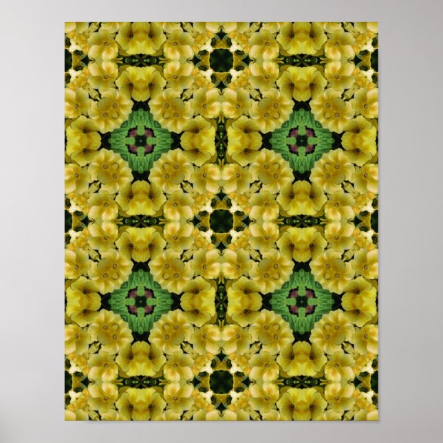 Gelbe Primrose Blume Abstrakt Art Poster (Vorne)