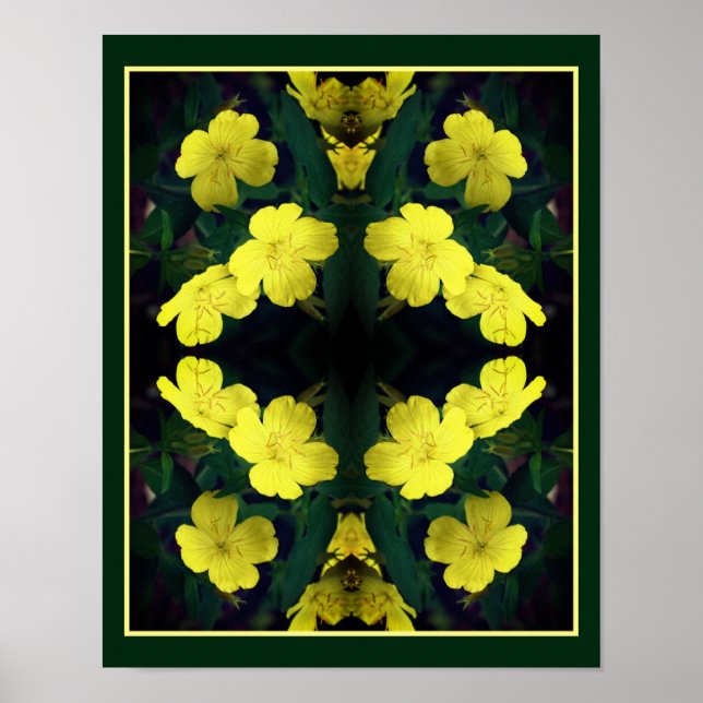 Gelbe Primrose-Blume Abstrakt Poster (Vorne)
