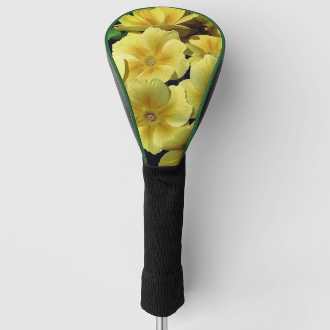 Gelbe Primrose Frühlingsblumen Nah Golf Headcover (Vorderseite)