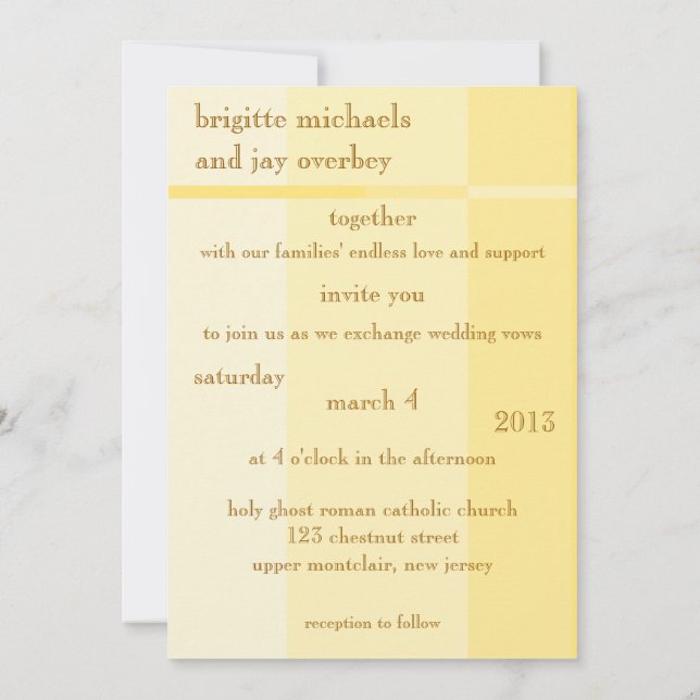Gelbe Progression Moderne Einladung zur Hochzeit (Rückseite)