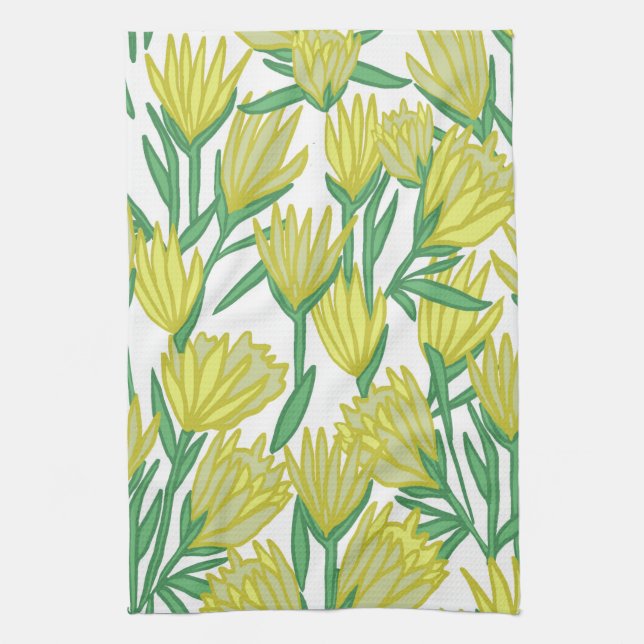 Gelbe Protea-Blumen Küchenhandtuch Geschirrtuch (Vertikal)