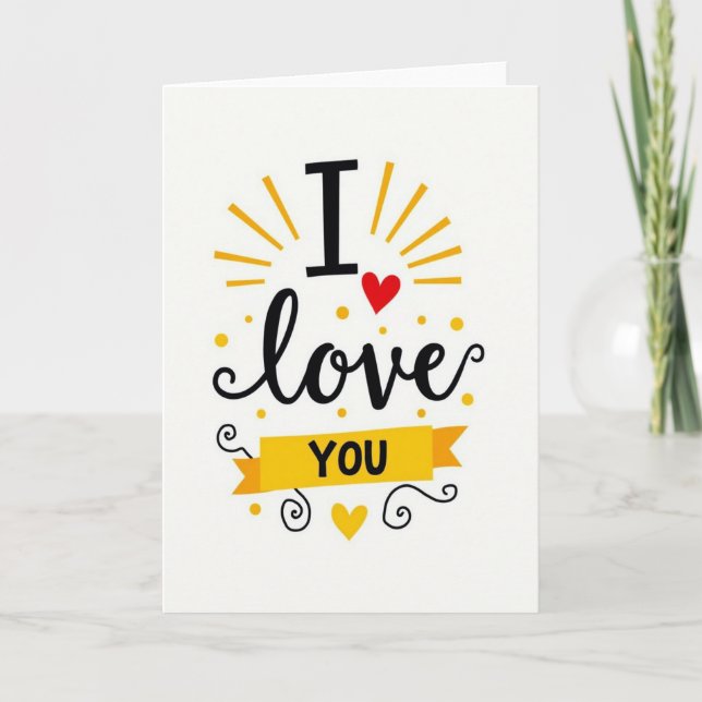 Gelbe Punkte Ich Liebe Dich Karte (Vorderseite)