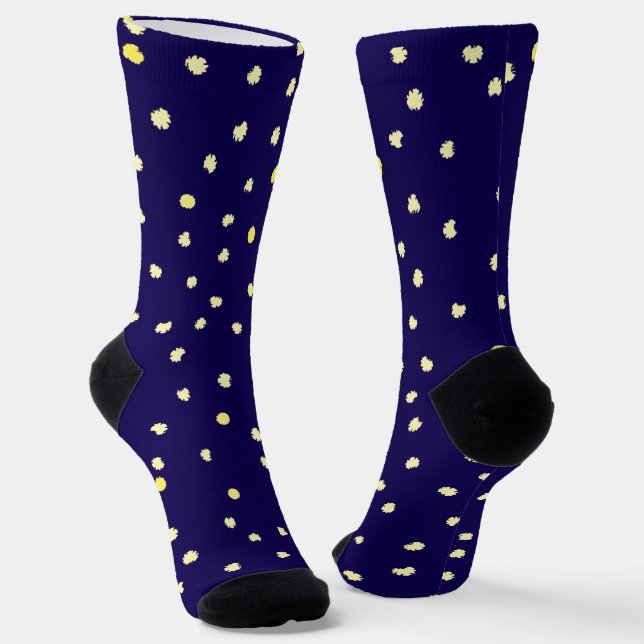 Gelbe Punkte in der Marine Socken (Gewinkelt)