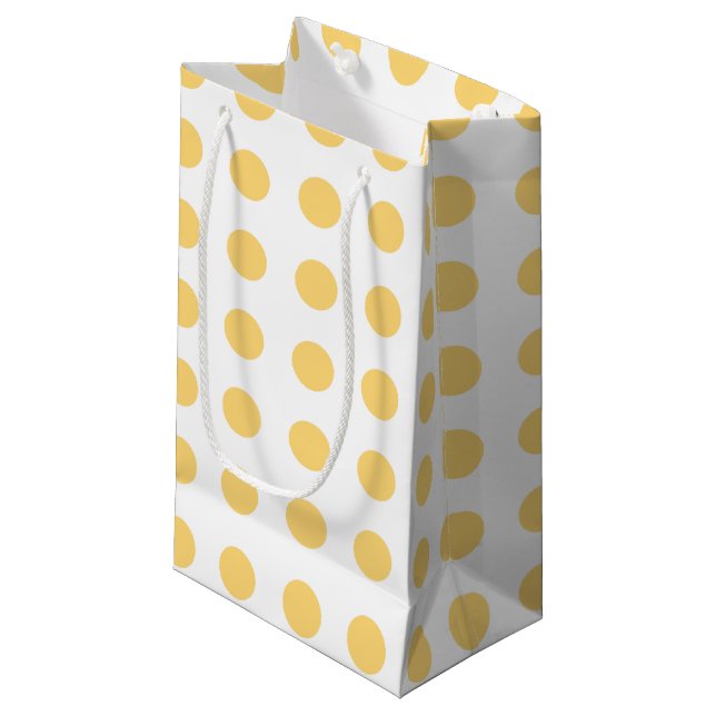 Gelbe Punkte Kleine Geschenktüte (Vorderseite Schrägansicht)