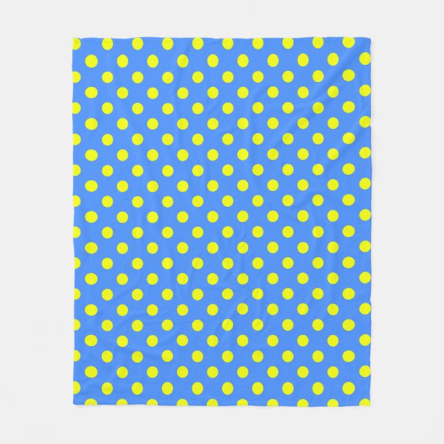 Gelbe Punkte-Muster auf blauem Hintergrund  Fleecedecke (Vorderseite)