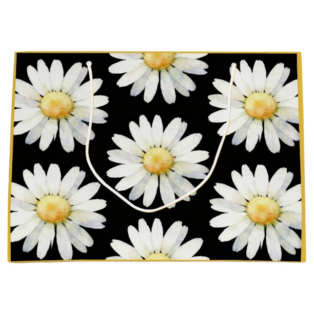Gelbe Punktierte Gänseblümchen Große Geschenktüte (Vorderseite)