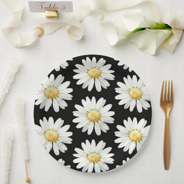 Gelbe Punktierte Gänseblümchen Pappteller (Hochzeit)
