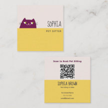 Gelbe QR Pet Sitter Visitenkarte Süße Katze