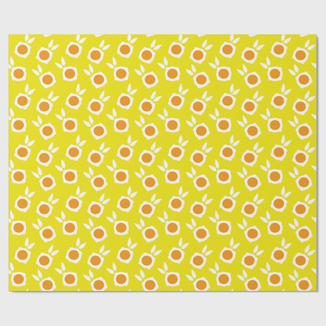 gelbe quadratische Blumen Geschenkpapier (Flach)