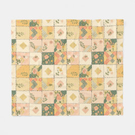 Gelbe Quilt-Patchwork-Gingham-Cottagecore-Decke Fleecedecke