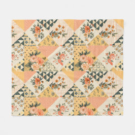 Gelbe Quilt-Patchwork-Gingham-Cottagecore-Decke Fleecedecke