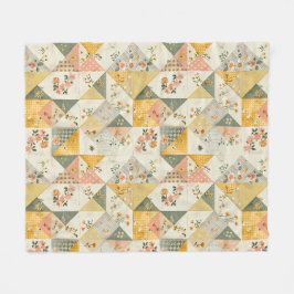 Gelbe Quilt-Patchwork-Gingham-Cottagecore-Decke Fleecedecke