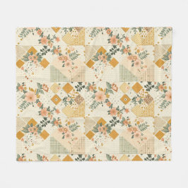 Gelbe Quilt-Patchwork-Gingham-Cottagecore-Decke Fleecedecke