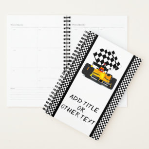 Gelbe Race Car Checkered Flag Planer