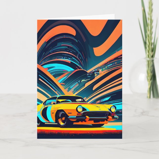 Gelbe Race Car Cinematic Auto Leere Note Card Dankeskarte (Vorderseite)