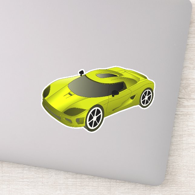 Gelbe Race Car Contour Aufkleber (Detail)
