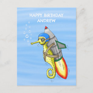 Gelbe Raketen-Seepferdchen Postkarte