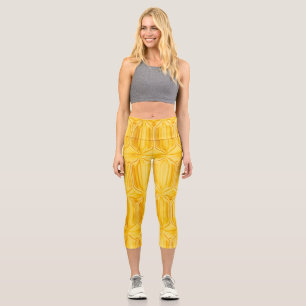 Gelbe Rautenmuster Capri Leggings