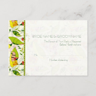 Gelbe Retro-Abstracte Blumen-Collage-RSVP RSVP Karte