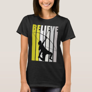 Gelbe Retro Frauen glauben Bogenschießen Motiviere T-Shirt