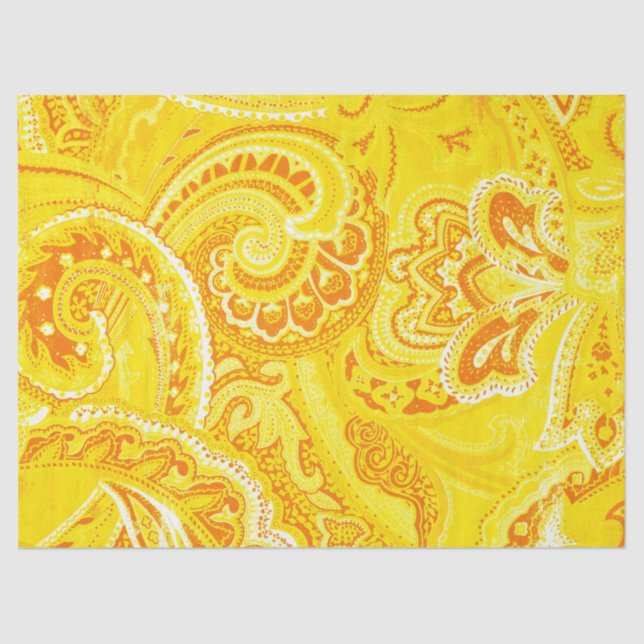 Gelbe Retro Paisley Bandanna/Bandana Seidenpapier (Vorderseite)