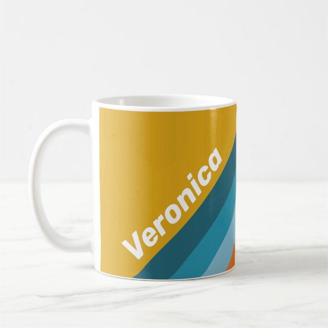 Gelbe Retro-Streifen mit Namen Kaffeetasse (Links)