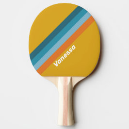 Gelbe Retro-Streifen mit Namen Tischtennis Schläger