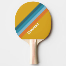 Gelbe Retro-Streifen mit Namen Tischtennis Schläger