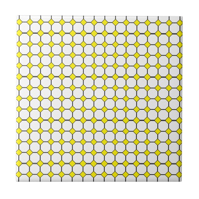 Gelbe Rhombus-Keramik, klein (4,25" x 4,25") Fliese (Vorderseite)