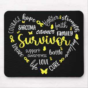 Gelbe Ribbon Herz Sarcoma Krebs Bewusstsein Warri Mousepad
