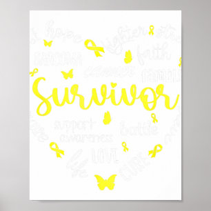 Gelbe Ribbon Herz Sarcoma Krebs Bewusstsein Warri Poster