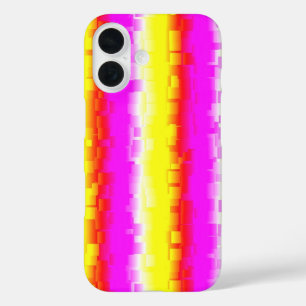 Gelbe Rosa Artdeco Regenbogen Streifen iPhone 16 Hülle