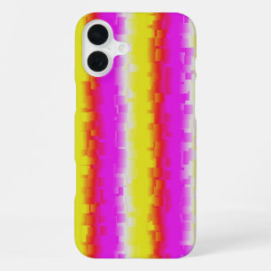 Gelbe Rosa Artdeco Regenbogen Streifen iPhone 16 Plus Hülle