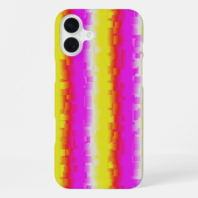 Gelbe Rosa Artdeco Regenbogen Streifen iPhone Hülle (Rückseite)