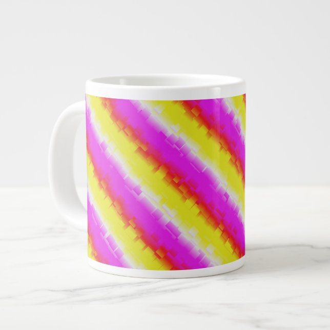 Gelbe Rosa Artdeco Regenbogen Streifen Jumbo-Tasse (Vorderseite Links)