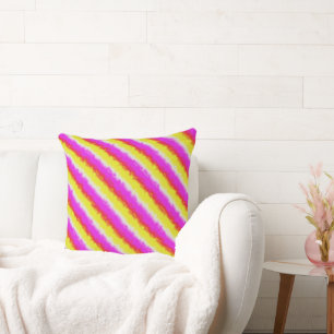 Gelbe Rosa Artdeco Regenbogen Streifen Kissen