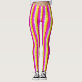 Gelbe Rosa Artdeco Regenbogen Streifen Leggings