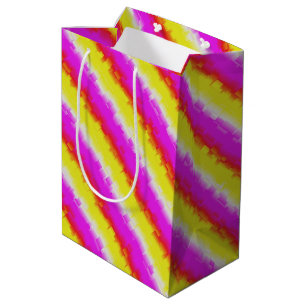 Gelbe Rosa Artdeco Regenbogen Streifen Mittlere Geschenktüte