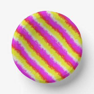 Gelbe Rosa Artdeco Regenbogen Streifen Pappteller
