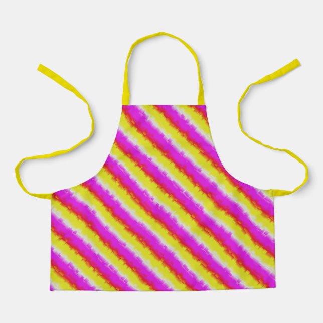 Gelbe Rosa Artdeco Regenbogen Streifen Schürze (Vorderseite)