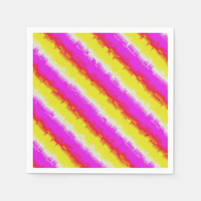 Gelbe Rosa Artdeco Regenbogen Streifen Serviette (Vorderseite)