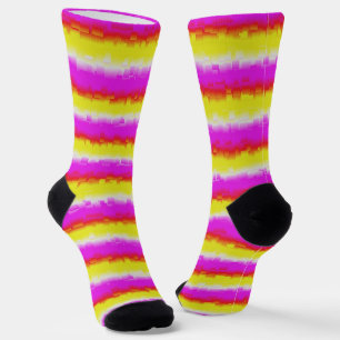 Gelbe Rosa Artdeco Regenbogen Streifen Socken