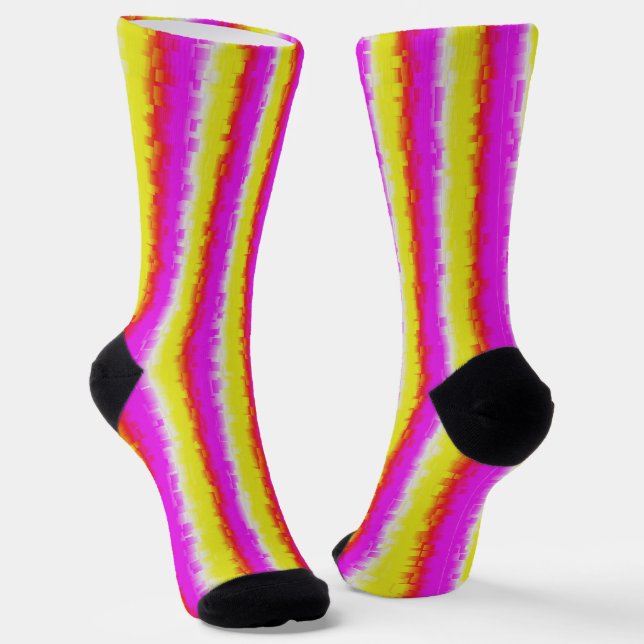 Gelbe Rosa Artdeco Regenbogen Streifen Socken (Gewinkelt)