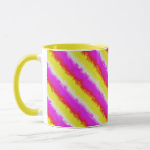 Gelbe Rosa Artdeco Regenbogen Streifen Tasse
