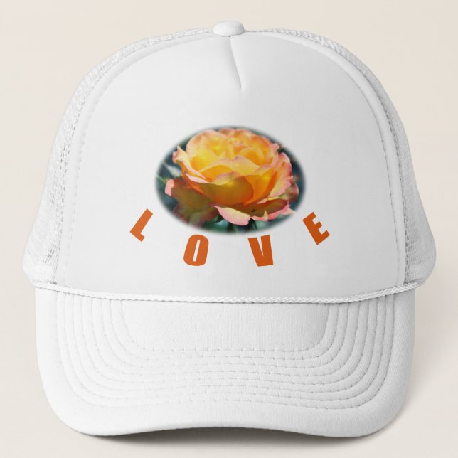 Gelbe Rosa Blume Foto Kunstschenk Liebe Truckerkappe (Vorderseite)