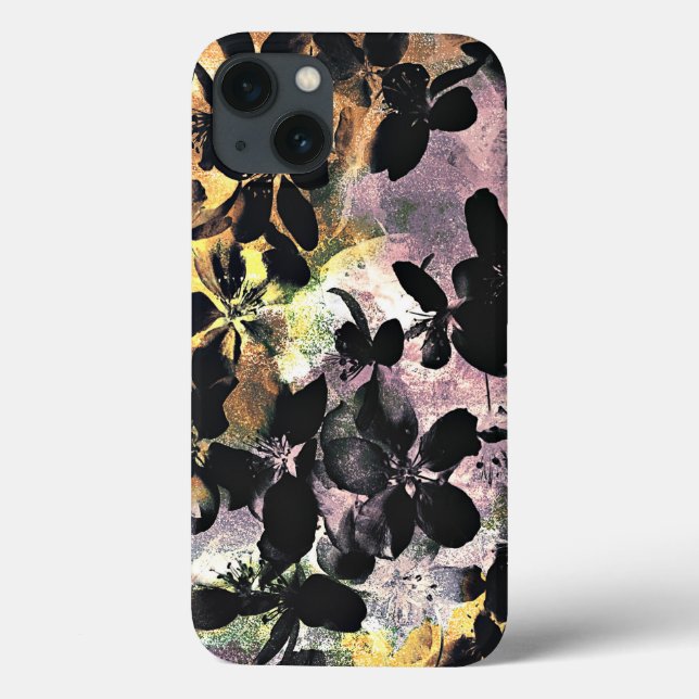 Gelbe rosa Blume Muster Blumengrafik Case-Mate iPhone Hülle (Rückseite)