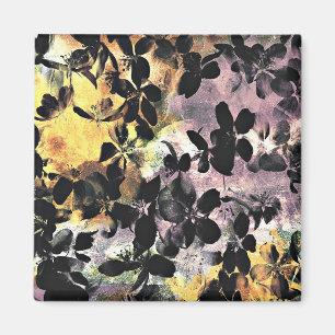 Gelbe rosa Blume Muster Blumengrafik Magnet