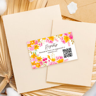 Gelbe rosa Blumen Hochzeits-Registry-Brautparty Begleitkarte